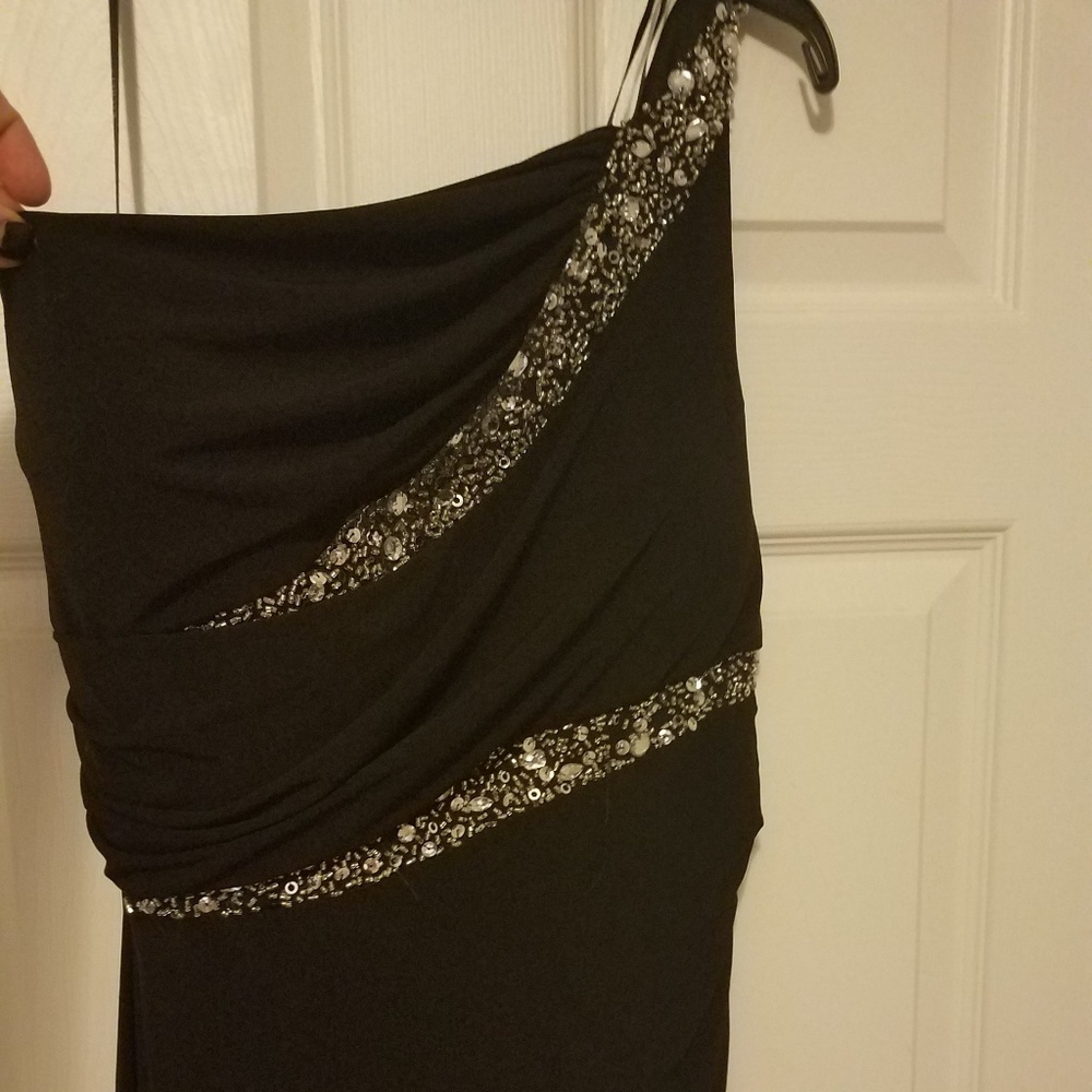 One shoulder beaded gown